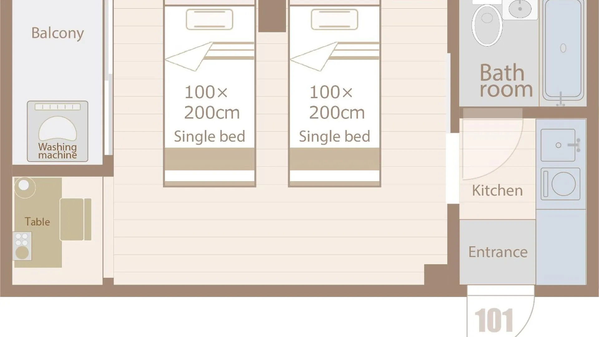 Apartament 101号室花園町駅と萩之茶屋駅各徒歩2分ベット2台専用バスルーム付きな格安民泊 Osaka